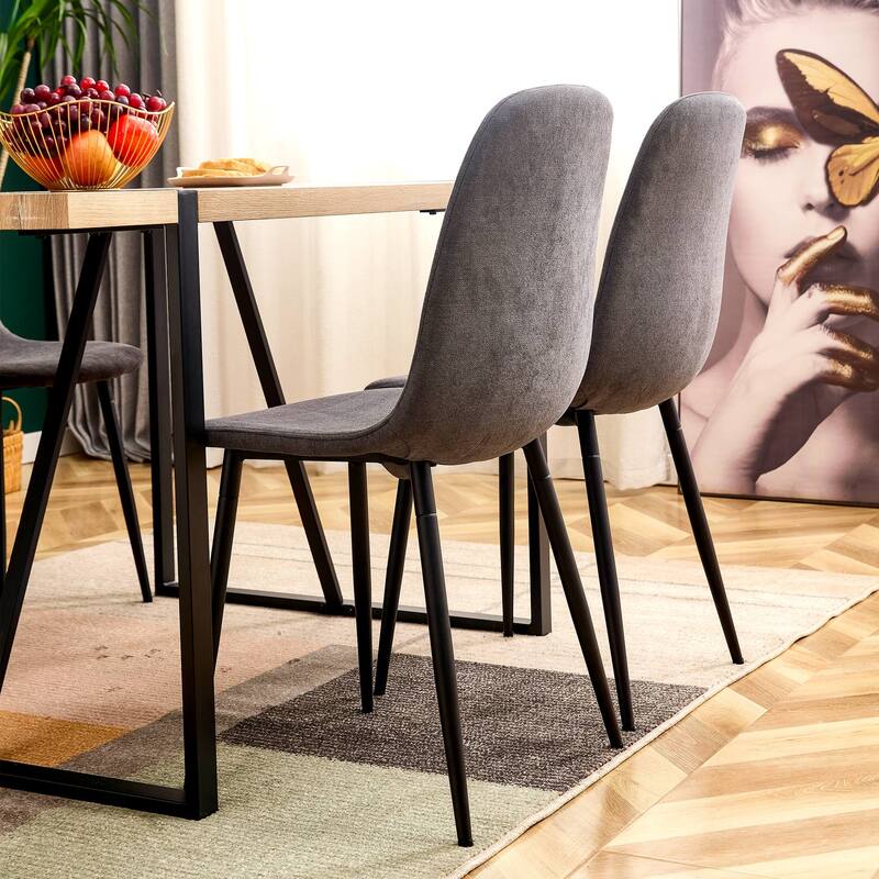 Velvet Dining Chairs Set of 4 Arc Accent Chair Dark Gray Side Chair