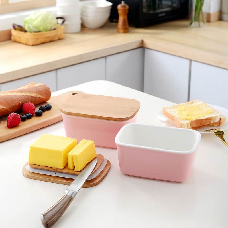 LOVECASA Porcelain 24Oz. Butter Dish with Lid