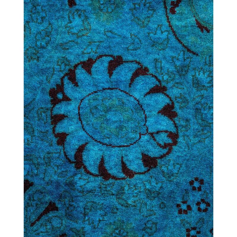 Overton Hand Knotted Wool Vintage Inspired Modern Contemporary Overdyed Blue Area Rug - 3' 1" x 5' 5"