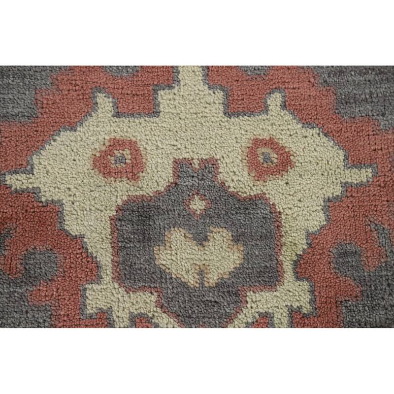 Gray Floral Oushak Oriental Area Rug Handmade Wool Carpet - 9'2"x 11'9"