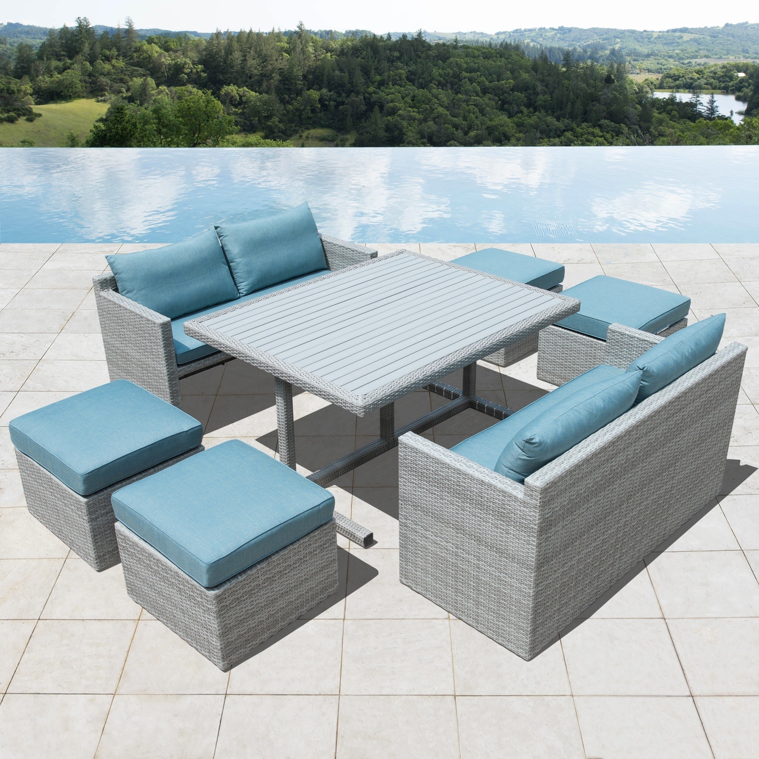 Shop Corvus Martinka 7 Piece Aluminum Grey Wicker Patio Dining Set On Sale Overstock 17138869