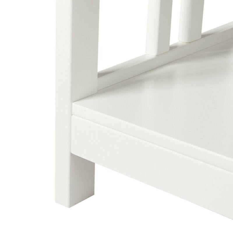 3-Tier Nightstand Side Table with Baffles and Corners-White