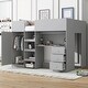 preview thumbnail 1 of 12, Grey Full Size Solid Wood Loft Bed with Built-in Wardrobe, Desk, Storage Shelves and Drawers Grey