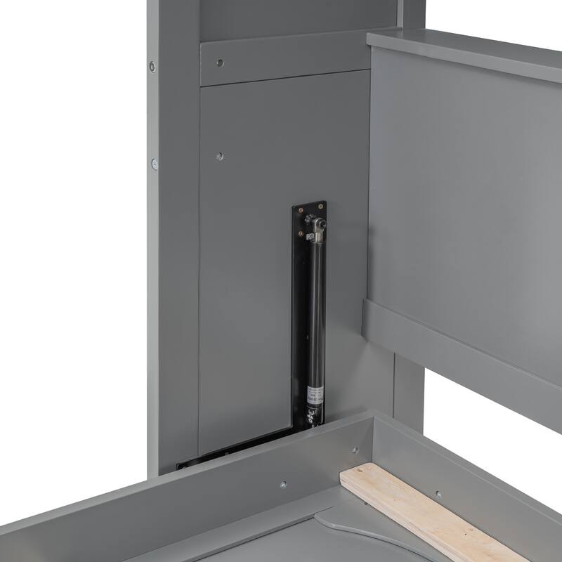 Full Apartment Cabinet Wall Bed Murphy Bed With A 2-Layer Cabinet, Grey