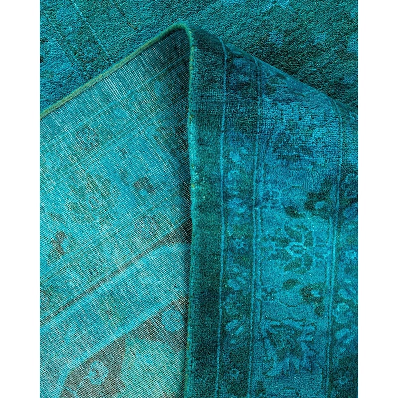 Overdyed, One-of-a-Kind Hand-Knotted Area Rug - Blue - 11' 4" x 17' 6"