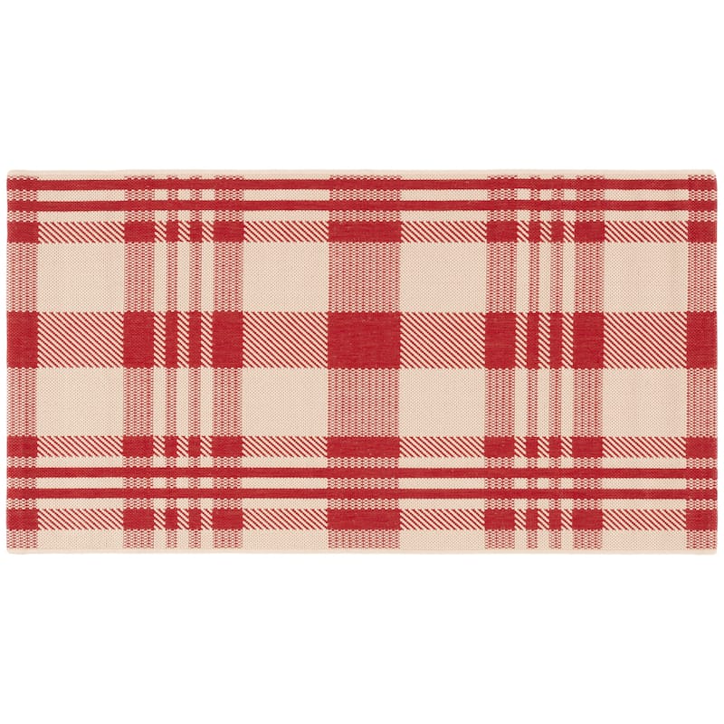 SAFAVIEH Courtyard Oriole Plaid Indoor/ Outdoor Waterproof Patio Backyard.