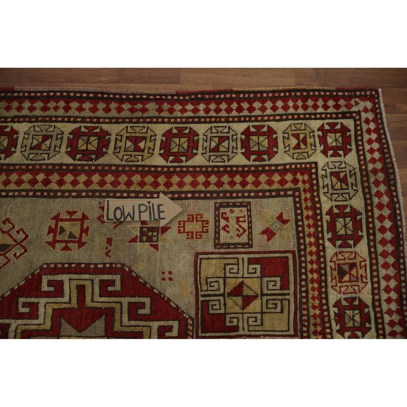 Hand Knotted Oriental 100% Wool Carpet Traditional Tribal Beige & Ivories Kazak Area Rug - 7' 11'' X 4' 11''