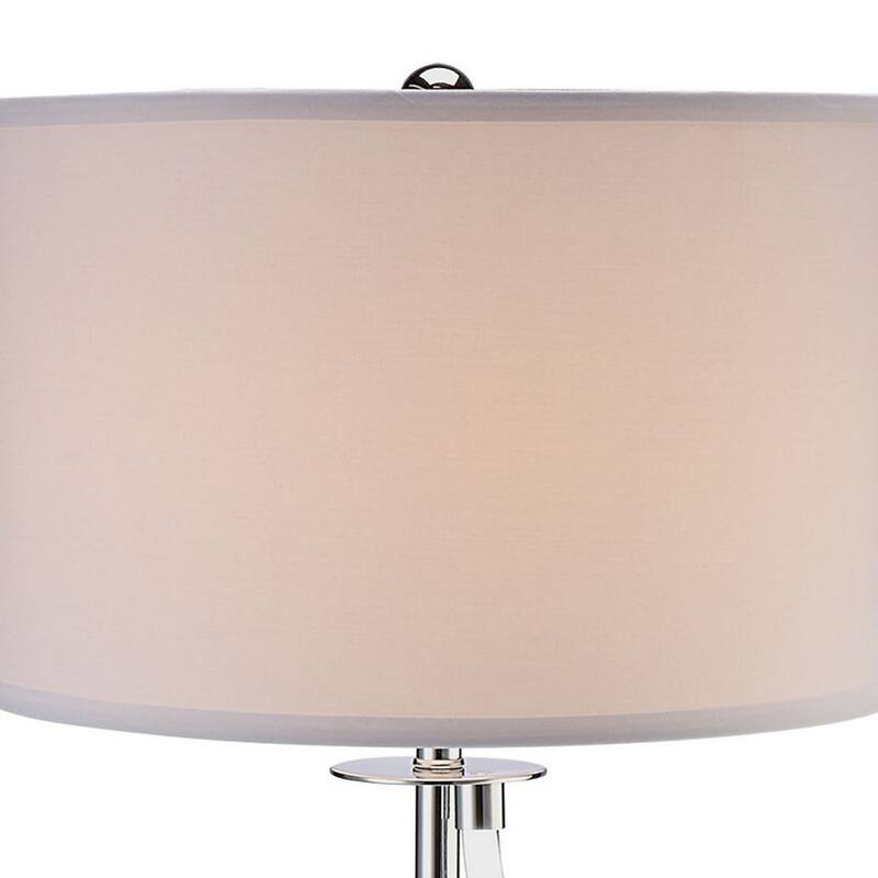 Jame 29 Inch Table Lamp, Drum Fabric Shade, Accent Round Chrome Base
