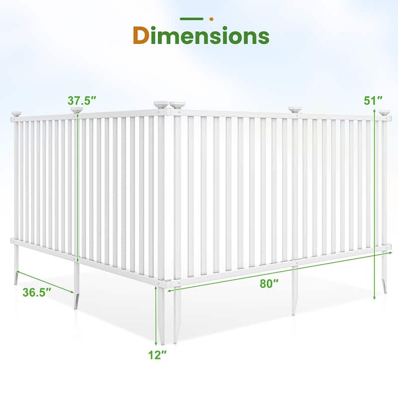 Gymax 2PCS 80'' x 39'' Vinyl Picket Fence 2 No Dig Fence Panels for