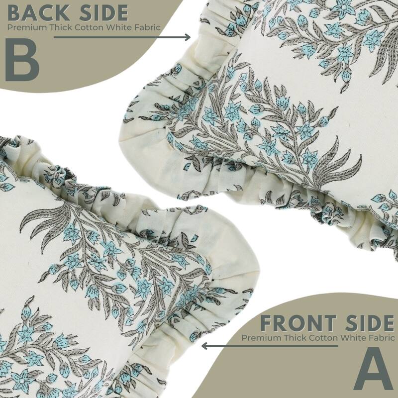 Indian Handblock Print Frill Cushion Cover by Fabdivine- VRINDAVAN