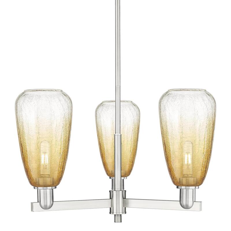 Innovations Lighting 716-3CR-9-18 Brookhaven Almond Chandelier - Satin Nickel / Amber
