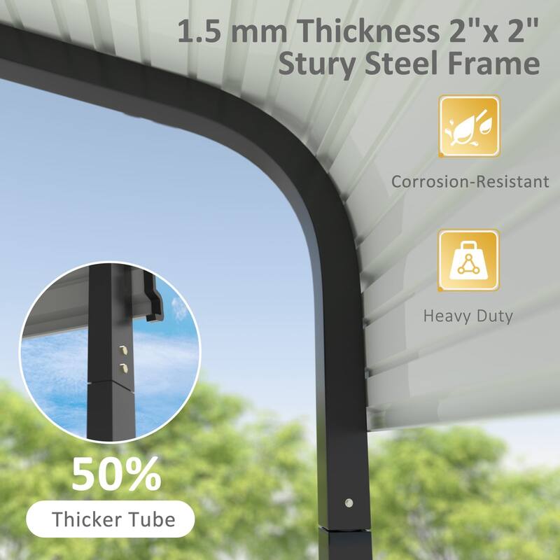 VEIKOUS Metal Carport, Heavy Duty Steel Carport Garage and Shelter, White