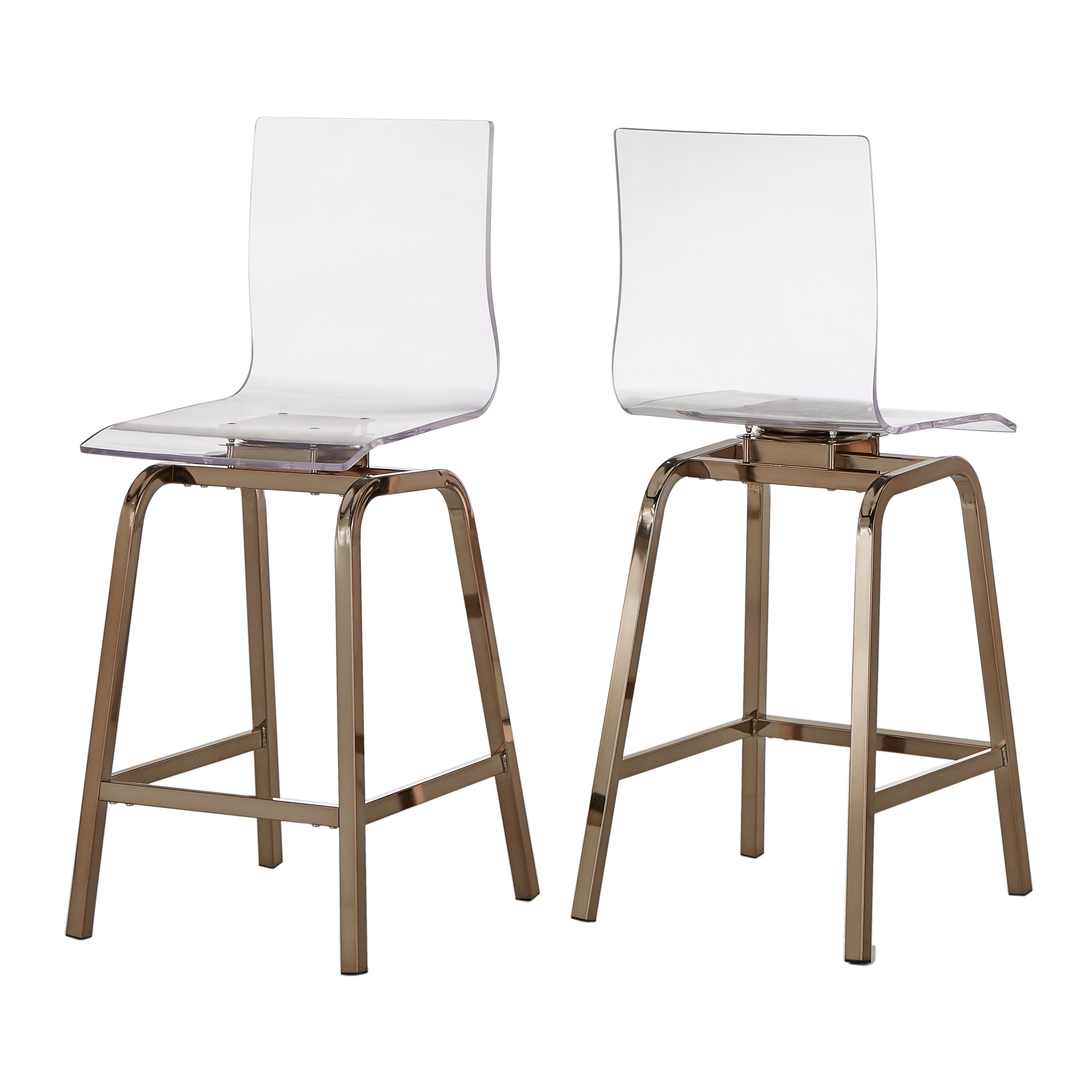 Miles Acrylic Swivel High Back Bar Stools Set of 2 by iNSPIRE Q
