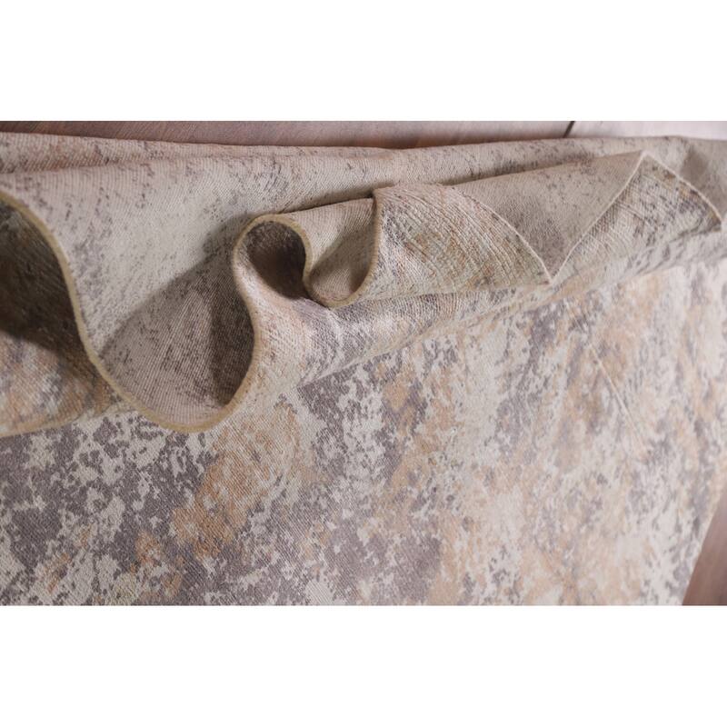 Abstract Modern Area Rug Hand-Knotted Beige Wool Carpet - 7'9"x 9'9"