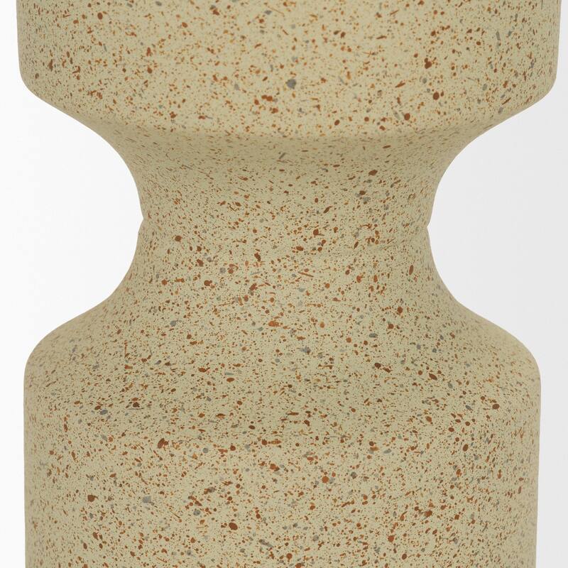 Akira Large Textured Beige Metal Pillar Candle Holder