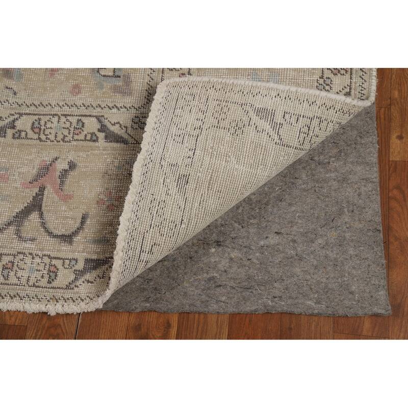 Floral Tabriz Persian Area Rug Hand-Knotted Beige Wool Carpet - 8'2"x 10'11"
