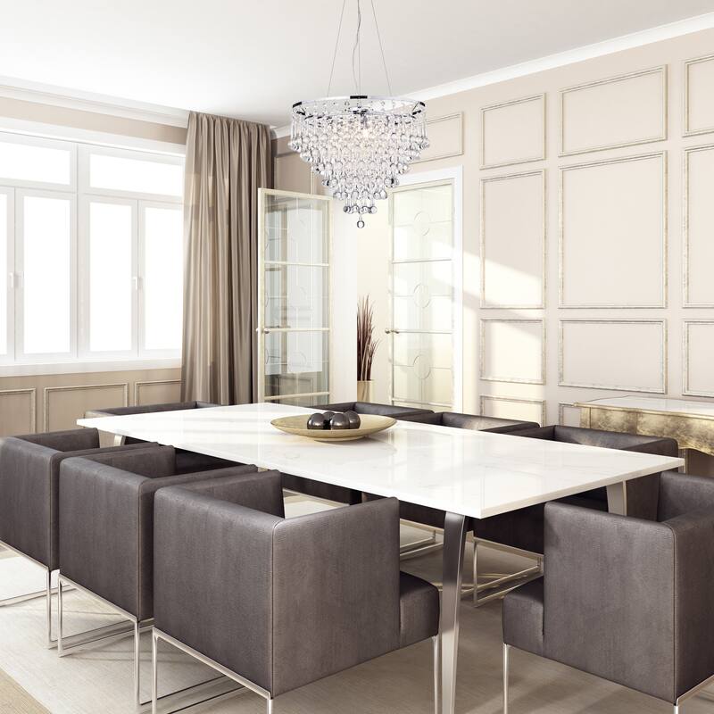 Chrome 5-Light Cascading Crystal Chandelier