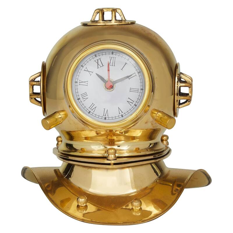 US Navy Mark V 8-inch Diving Helmet Coastal Decor Table Clock
