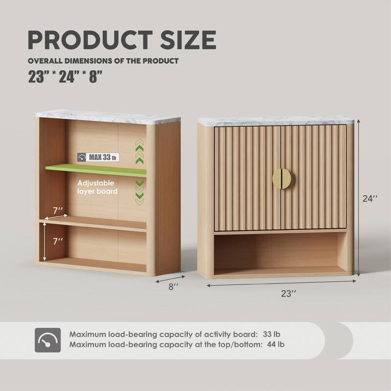 Modern Wall-Mounted Bathroom Cabinet with Adjustable Shelf