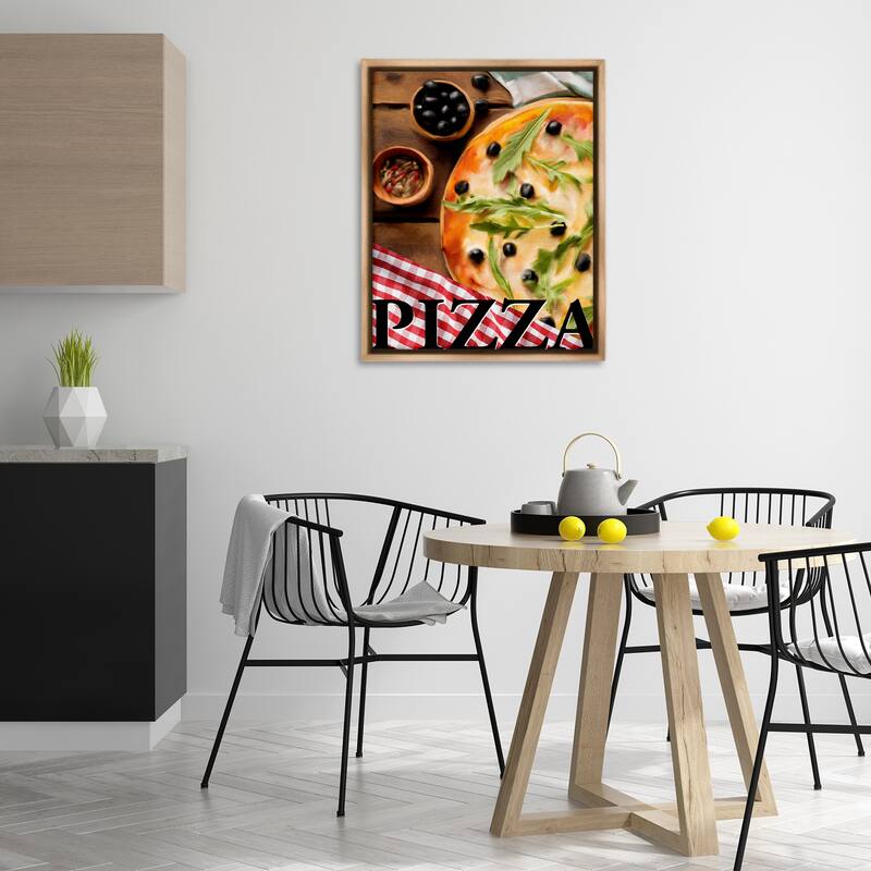 Stupell Flavorful Traditional Pizza Framed Floater Canvas Wall Art Design By Kim Allen