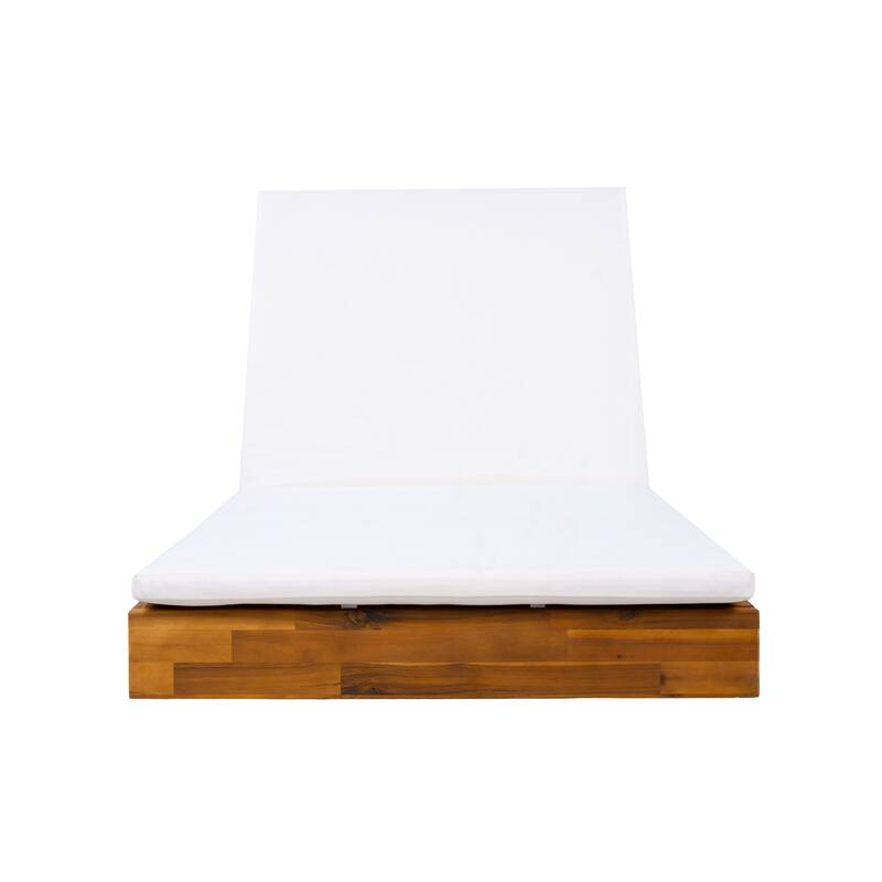 Christopher Knight Home - Outdoor Acacia Wood Chaise Lounge with Ergonomic 2-Fold Thin Water-Repellent Cushion - 79.6"L