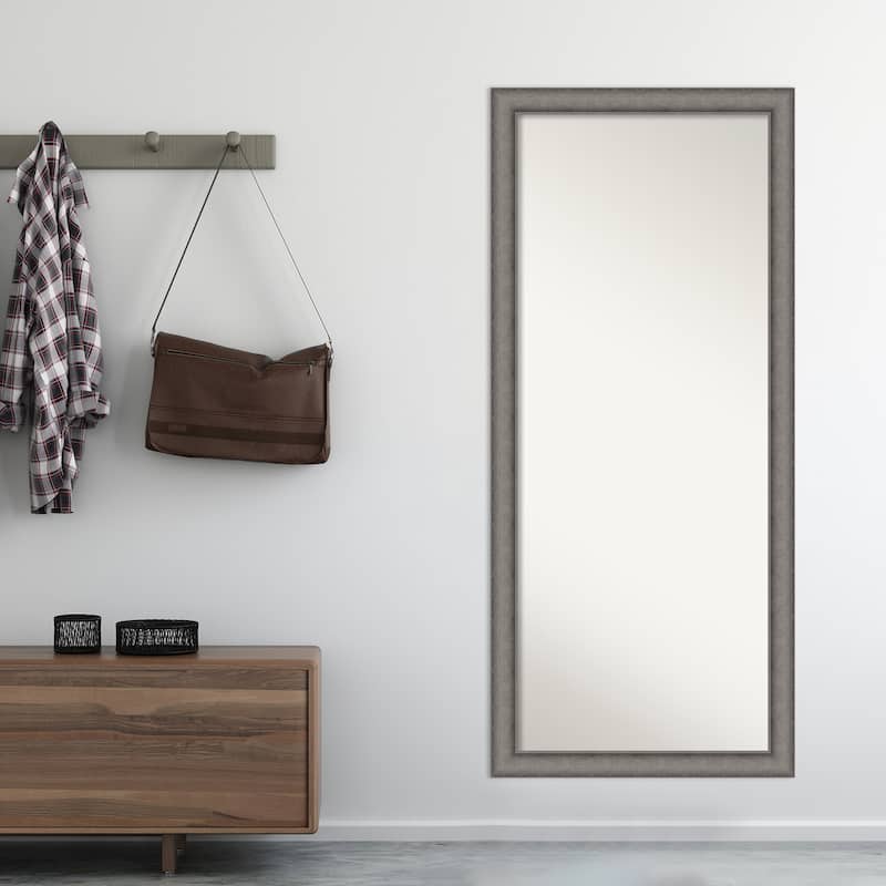 Burnished Concrete Non-Beveled Wood Framed Full-Length Floor Leaner Mirror - Burnished Concrete - Glass Size 24x60