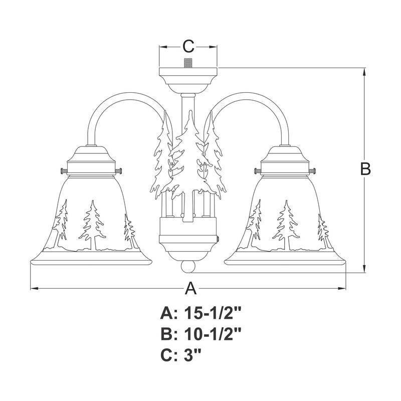 Chandelier - 3 Light Mini Chandelier Bronze Fan Light Kit - Lodge Cabin Lighting - 10.5