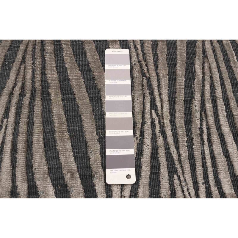 ECARPETGALLERY Hand Loomed Elysian Grey Viscose, Wool Rug - 5'2 x 8'0