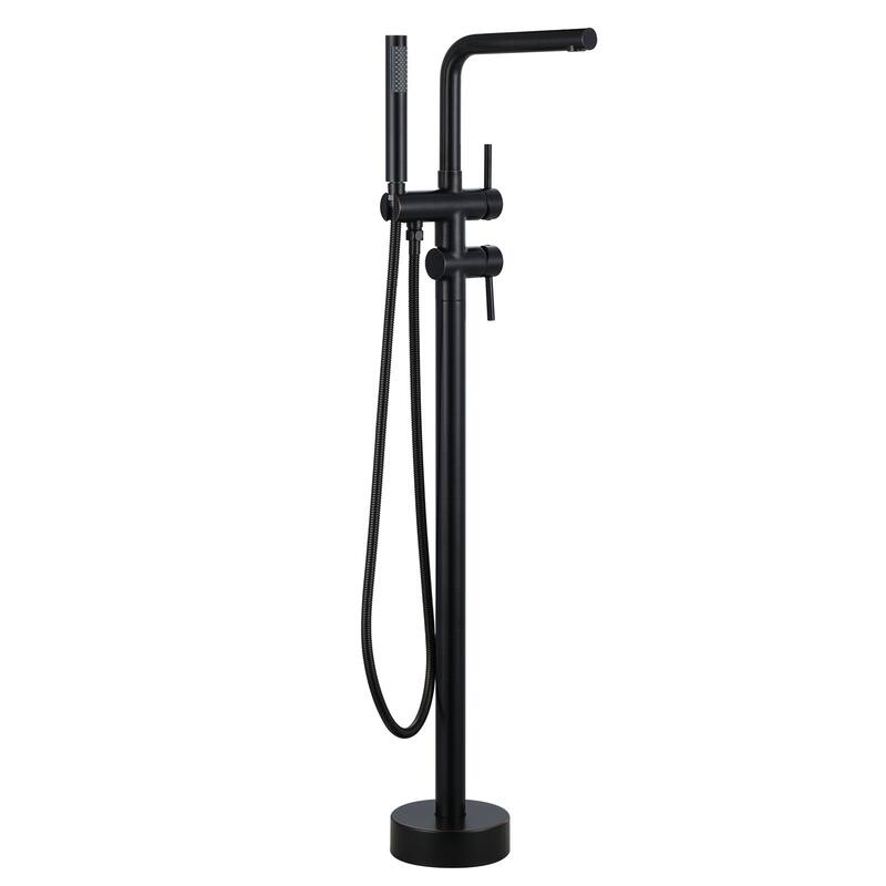 WOWOW 2-Handle Freestanding Longer Spout Tub Faucet with Handshower - Oil Rubbed Bronze