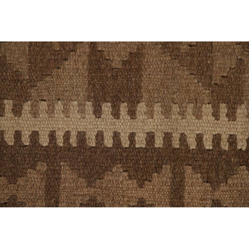 Hand Woven Oriental 100% Wool Carpet Southwestern Geometric Brown Kilim Area Rug - 9' 11'' X 6' 7''