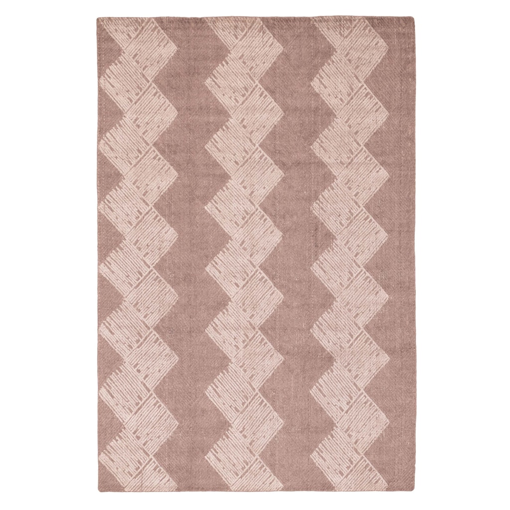 ECARPETGALLERY Hand Loomed Elysian Brown, Taupe Silk Rug - 6'6 x 9'11