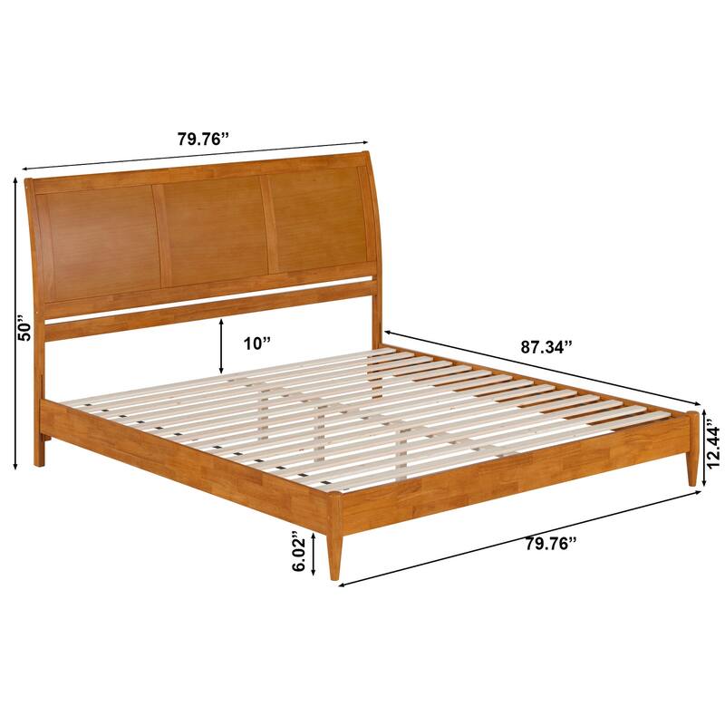 Valencia Solid Wood Low Profile Sleigh Platform Bed