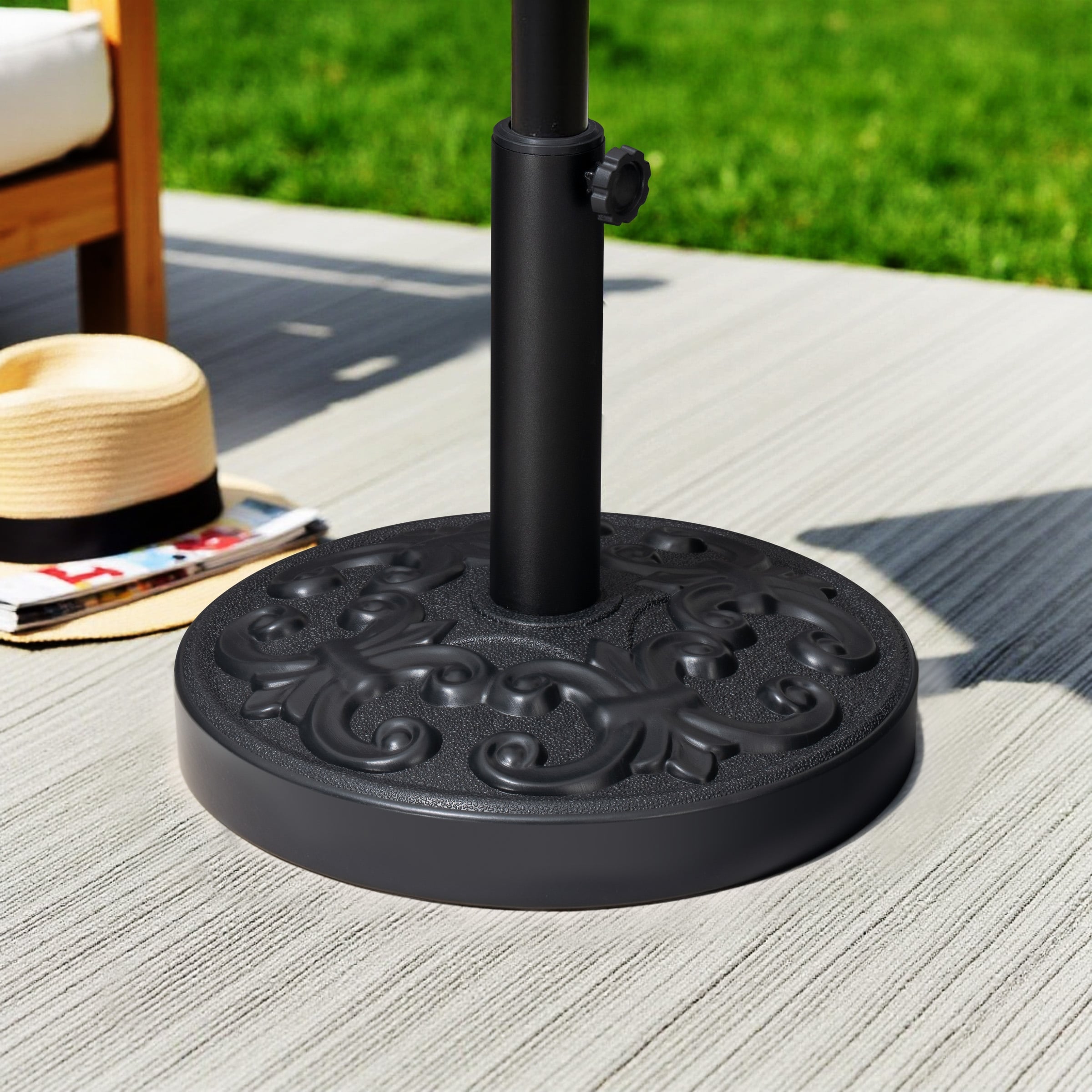 Pellebant 30 to 45 lbs Heavy Duty Patio Market Round Concrete Umbrella Base