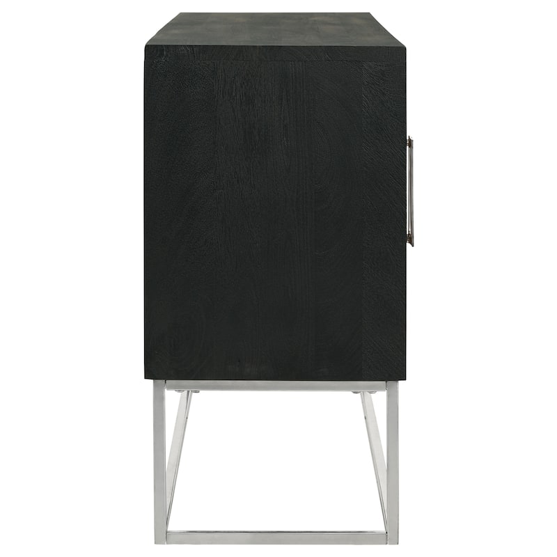 Borman 4-Door Wood Accent Cabinet Walnut and Black