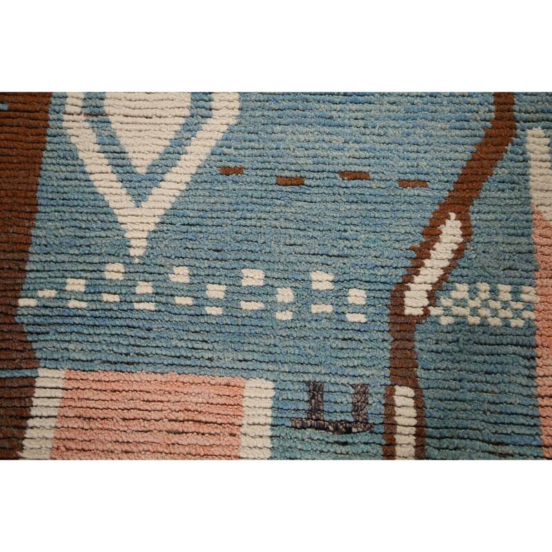 Earth Tone Moroccan Large Modern Area Rug Hand-Knotted Wool Carpet - 11'11" x 15'2"