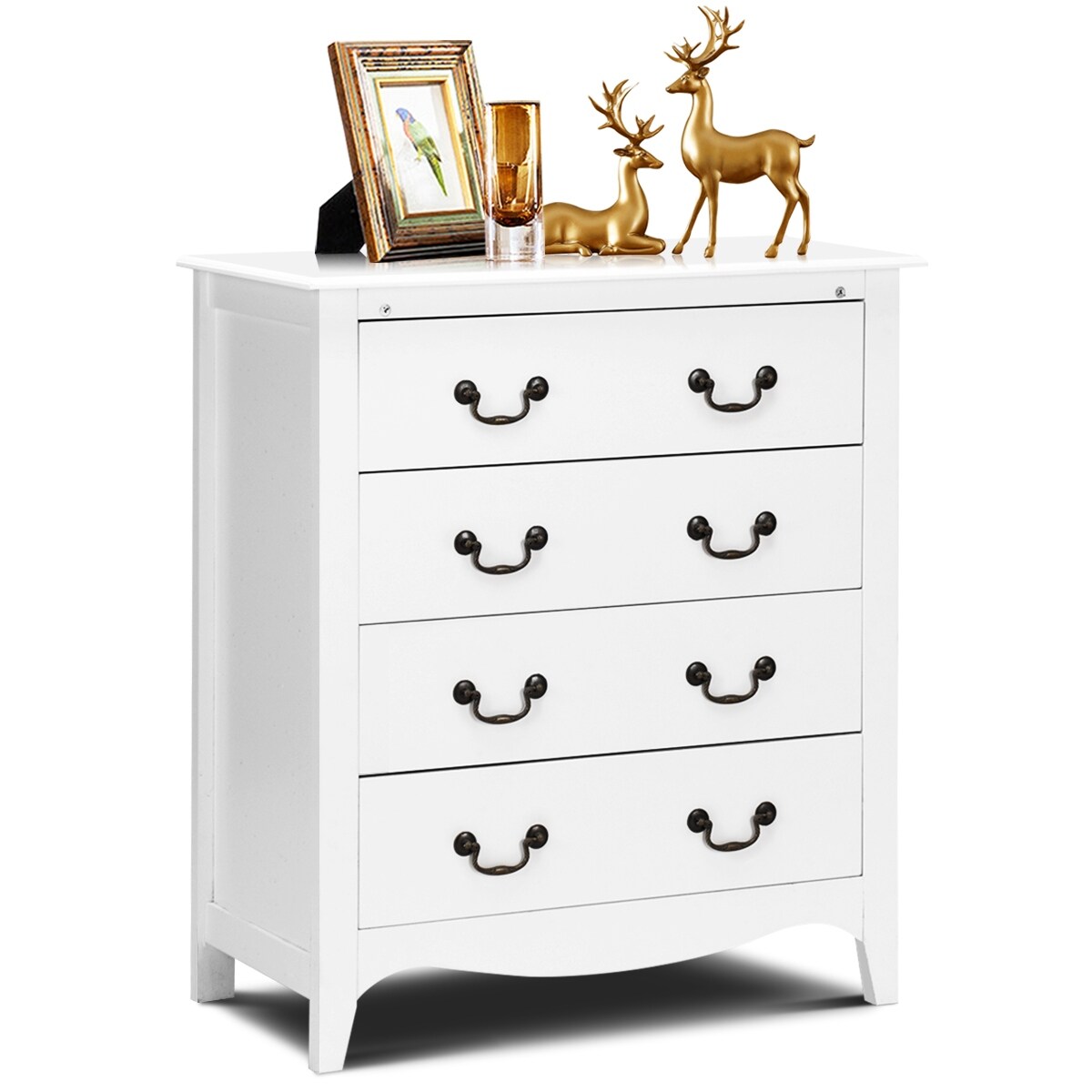 Costway 4 Drawers Chest Dresser Organizer Storage Cabinet Costway 4 Drawers Chest Dresser