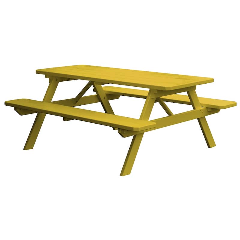 Pine 8' Picnic Table with Attached Benches - Canary Yellow