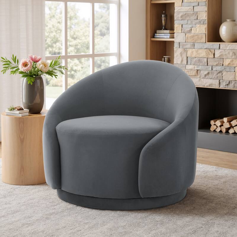 Modern Upholstered Swivel Barrel Chair Accent Lounge Chair
