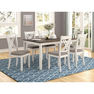 Fortress 7-piece Chestnut and Vintage Vanilla Rectangular Dining Set
