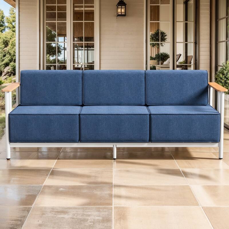 Gymojoy Modern Patio Sofa with Metal Frame, 10" Cushions, Wide Seat for Outdoor Use Easy Assembly