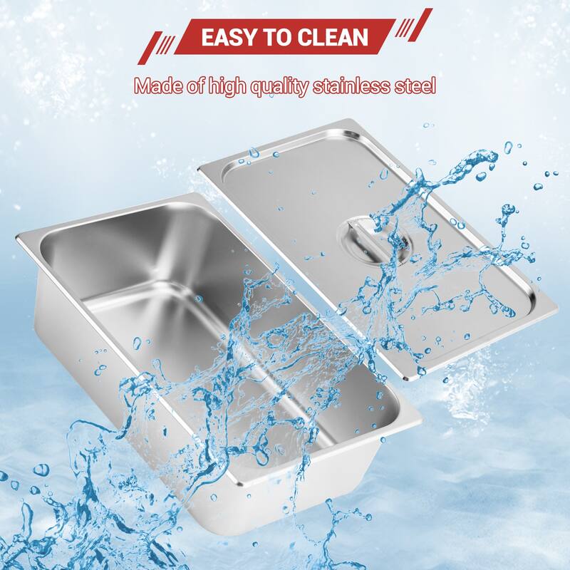 21QT Electric Commercial Food Warmer, Stainless Steel Bain Marie Steam Table Countertop Soup Station for Parties Buffet