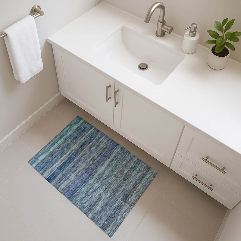 Premium Washable Super Soft Ombre Stripes Mayfield Rug - Blue - 1'8" x 2'6"