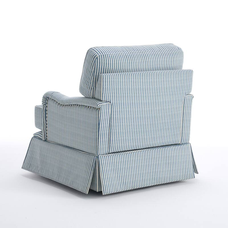 Chenille Swivel Accent Chair Storage Ottoman Set with Nailhead Trim Skirt