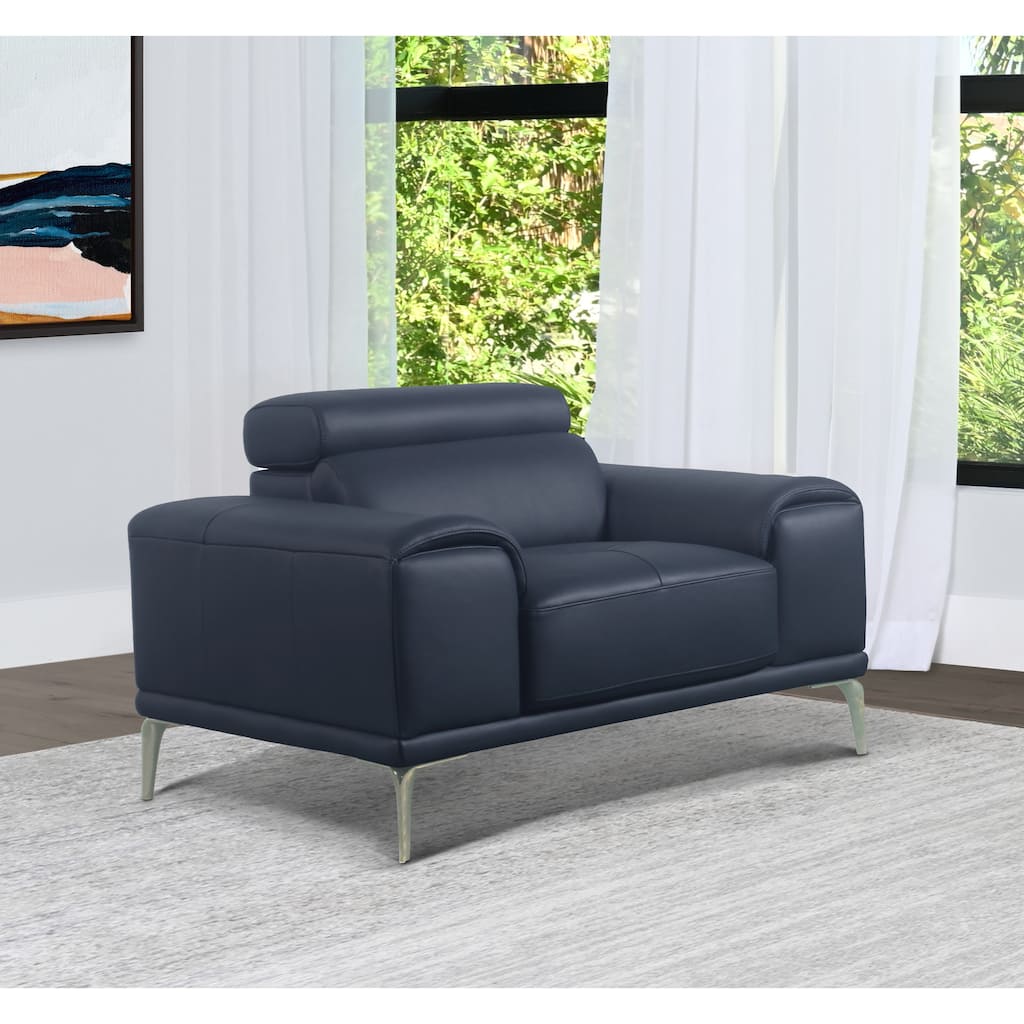 Abbyson Samira Top Grain Leather Armchair with Adjustable Headrest