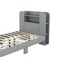 preview thumbnail 7 of 7, Grey Platform Bed, Bookshelf Headboard, Space-Saving Design, Sturdy Construction