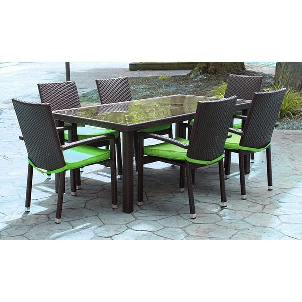 Shop 7 Piece Black Resin Wicker Outdoor Furniture Patio Dining Set