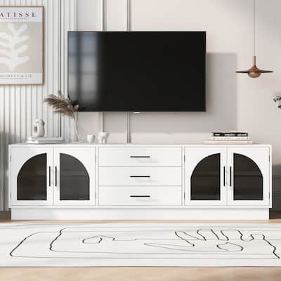 68.9'' Modern Minimalist TV Stand for TVs up to 75 Inches, Entertainment Center Media Console Cabinet with Adjustable Shelves