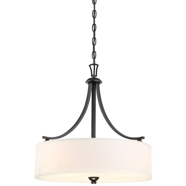 slide 2 of 2, Shadowglen Lathan Bronze With Gold Highli 3 Light Pendant By Minka Lavery