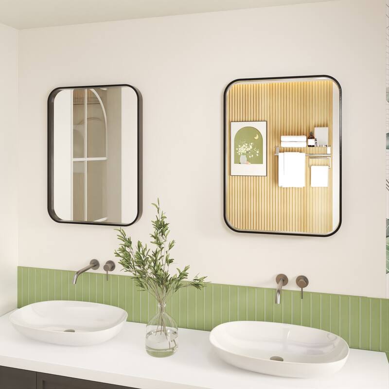 Organnice Rectangular Aluminum Frame Vanity Bathroom Mirror with Clear Glass