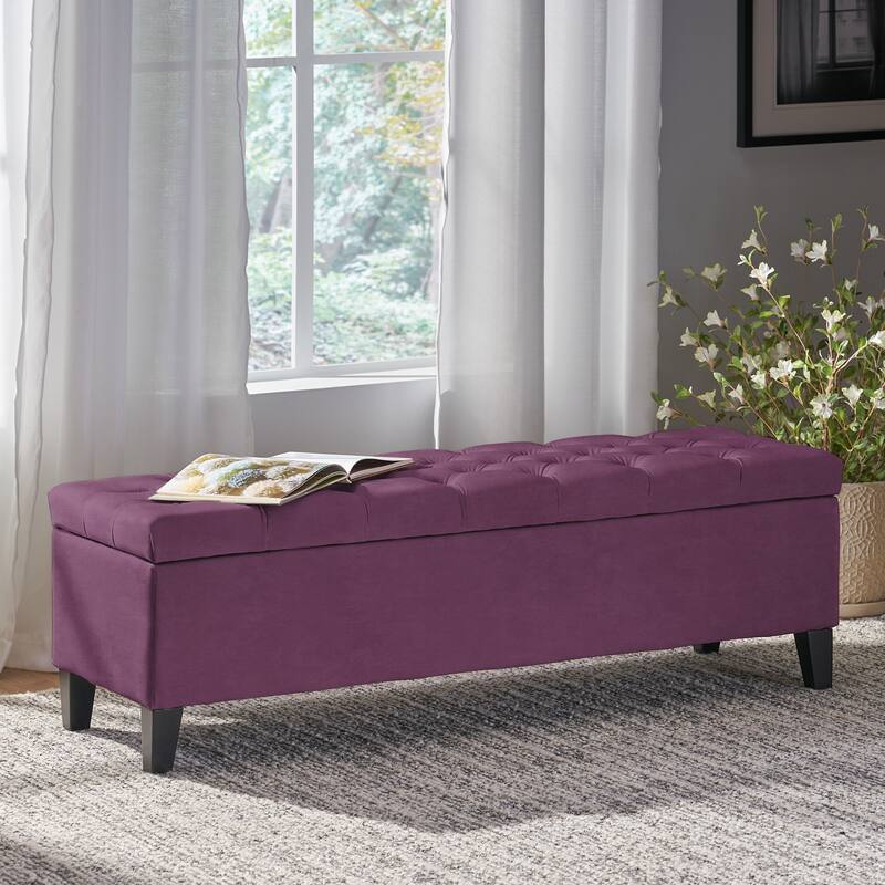 50.75" Velvet Storage Ottoman Bench, Upholstered End of Bed Ottoman Bench with Storage, Large Blanket Bench for Bedroom